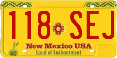 NM license plate 118SEJ