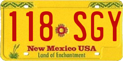 NM license plate 118SGY