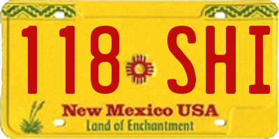 NM license plate 118SHI