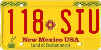 NM license plate 118SIU