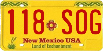 NM license plate 118SOG