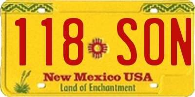 NM license plate 118SON