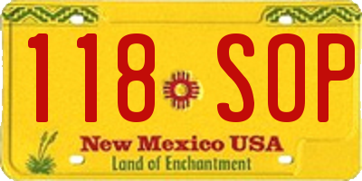 NM license plate 118SOP