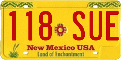 NM license plate 118SUE