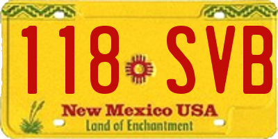 NM license plate 118SVB