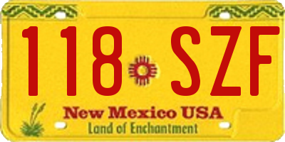 NM license plate 118SZF
