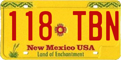 NM license plate 118TBN