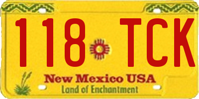 NM license plate 118TCK