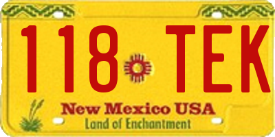 NM license plate 118TEK