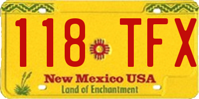 NM license plate 118TFX