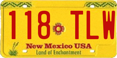 NM license plate 118TLW
