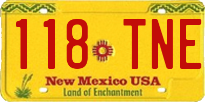 NM license plate 118TNE