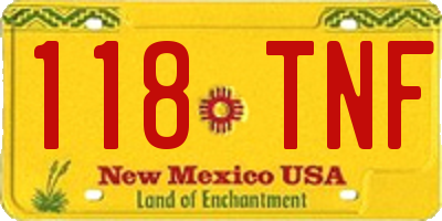NM license plate 118TNF