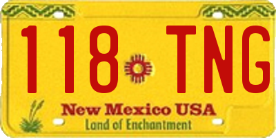 NM license plate 118TNG