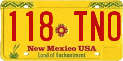 NM license plate 118TNO