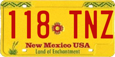 NM license plate 118TNZ
