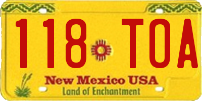 NM license plate 118TOA