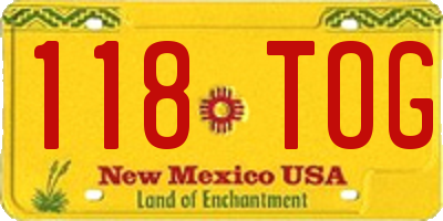 NM license plate 118TOG
