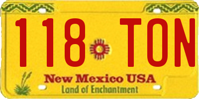 NM license plate 118TON