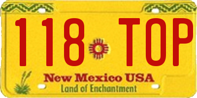 NM license plate 118TOP
