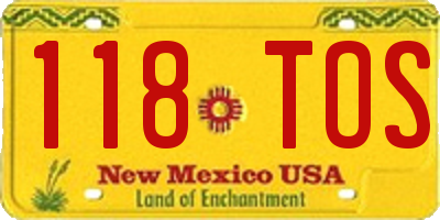 NM license plate 118TOS