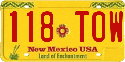 NM license plate 118TOW