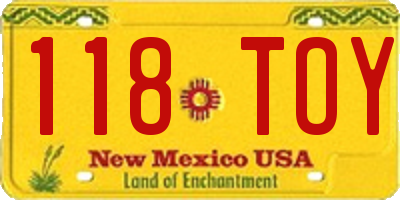 NM license plate 118TOY