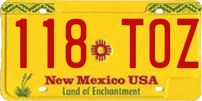 NM license plate 118TOZ
