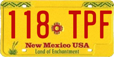 NM license plate 118TPF