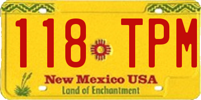 NM license plate 118TPM