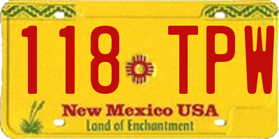 NM license plate 118TPW