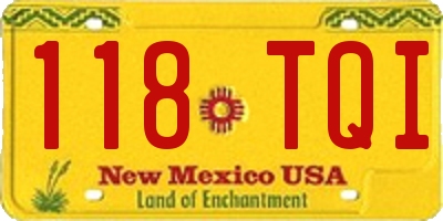 NM license plate 118TQI