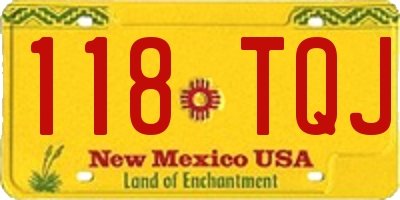 NM license plate 118TQJ