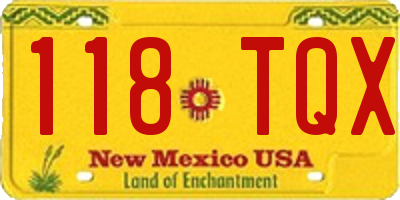 NM license plate 118TQX