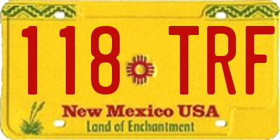 NM license plate 118TRF