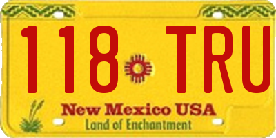 NM license plate 118TRU