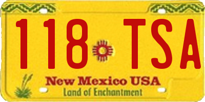 NM license plate 118TSA