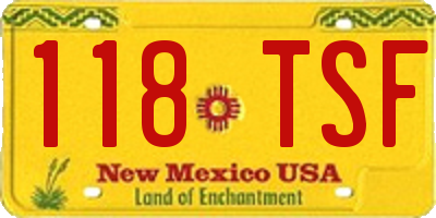 NM license plate 118TSF