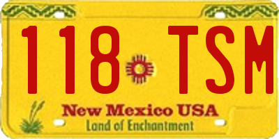 NM license plate 118TSM