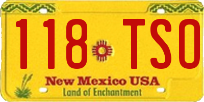 NM license plate 118TSO
