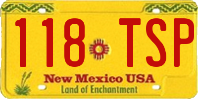 NM license plate 118TSP