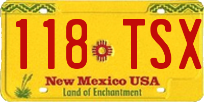 NM license plate 118TSX