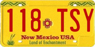 NM license plate 118TSY
