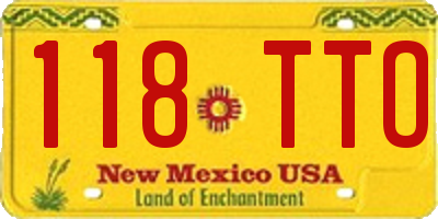 NM license plate 118TTO