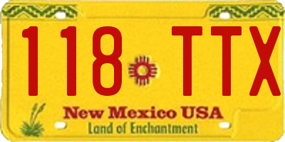 NM license plate 118TTX