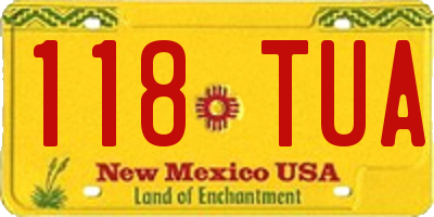 NM license plate 118TUA