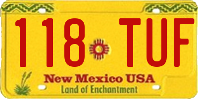 NM license plate 118TUF