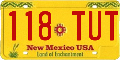 NM license plate 118TUT