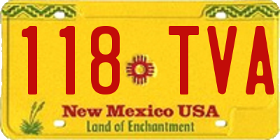 NM license plate 118TVA