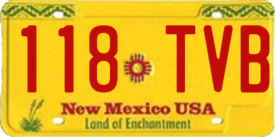 NM license plate 118TVB